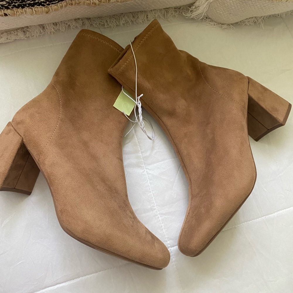 A New Day Tan Ankle Booties with Block Heel